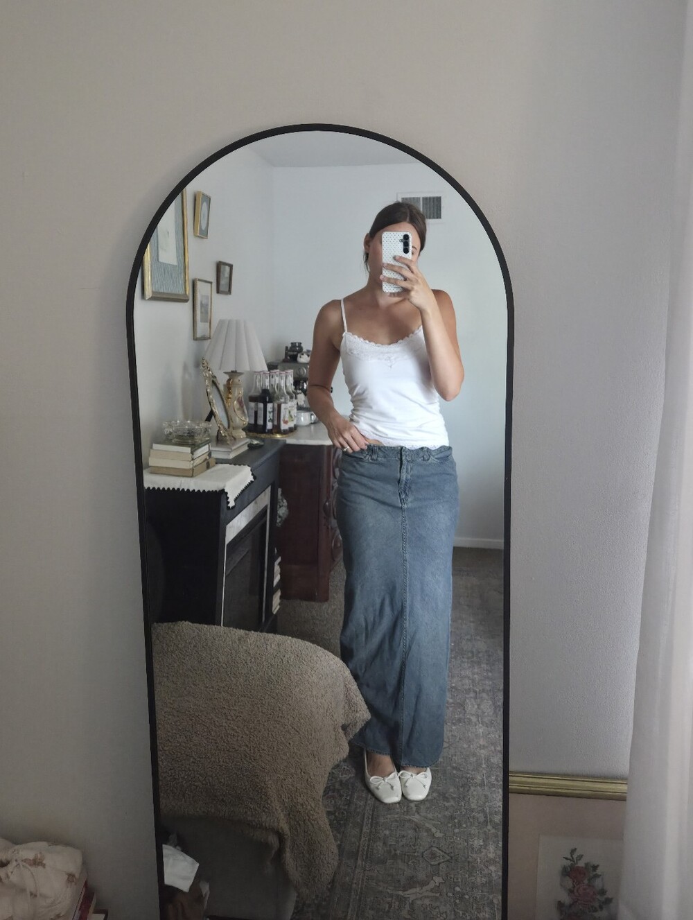 100% Cotton Classic High-Rise Blue Denim Maxi Skirt - Women Jeans